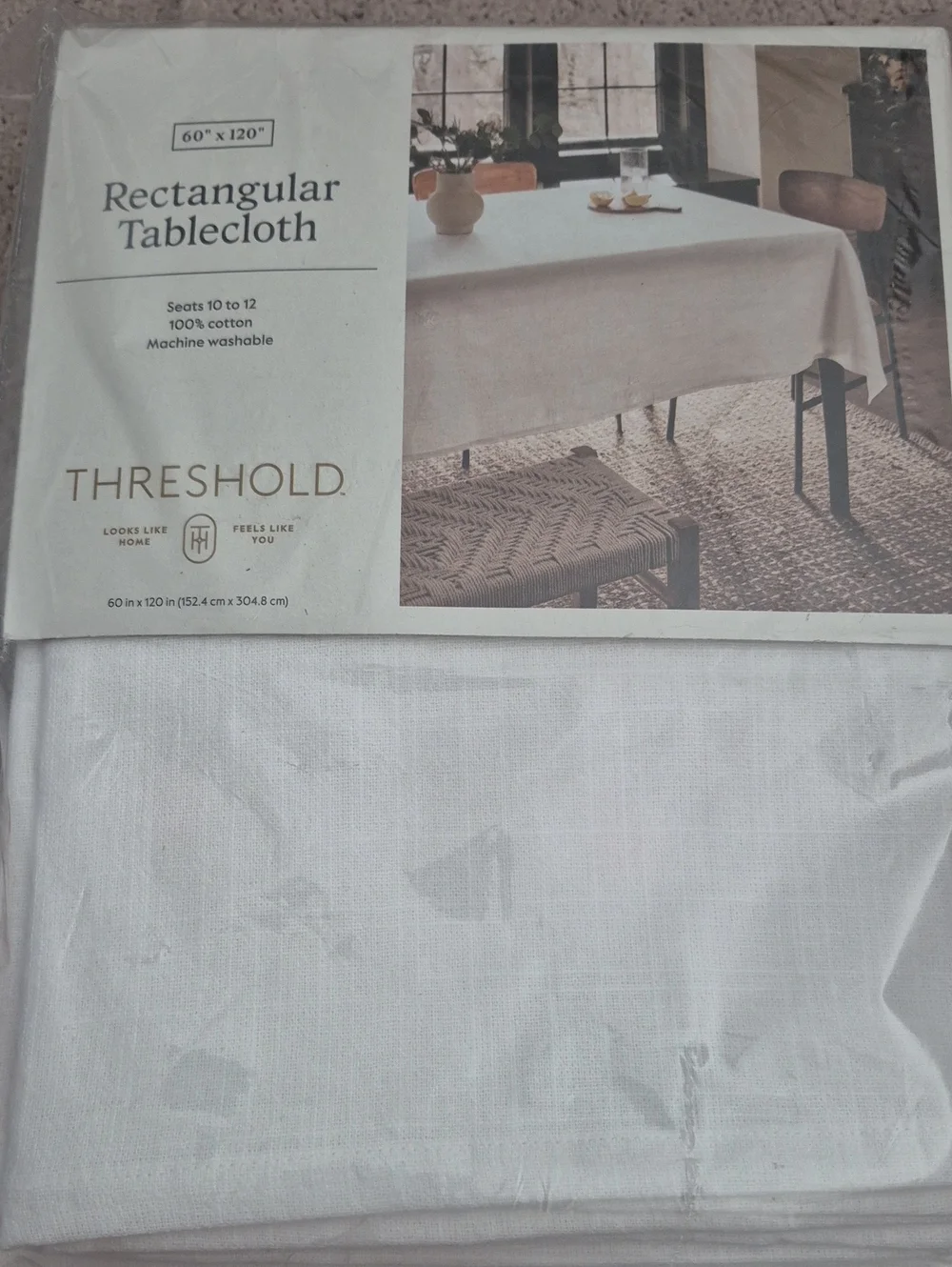 Threshold White Rectangular Tablecloth - Cotton Dining Linen